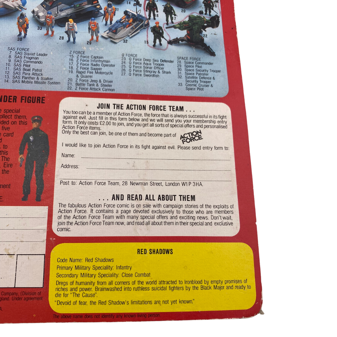 Action Force Red Shadow original cardback by Palitoy