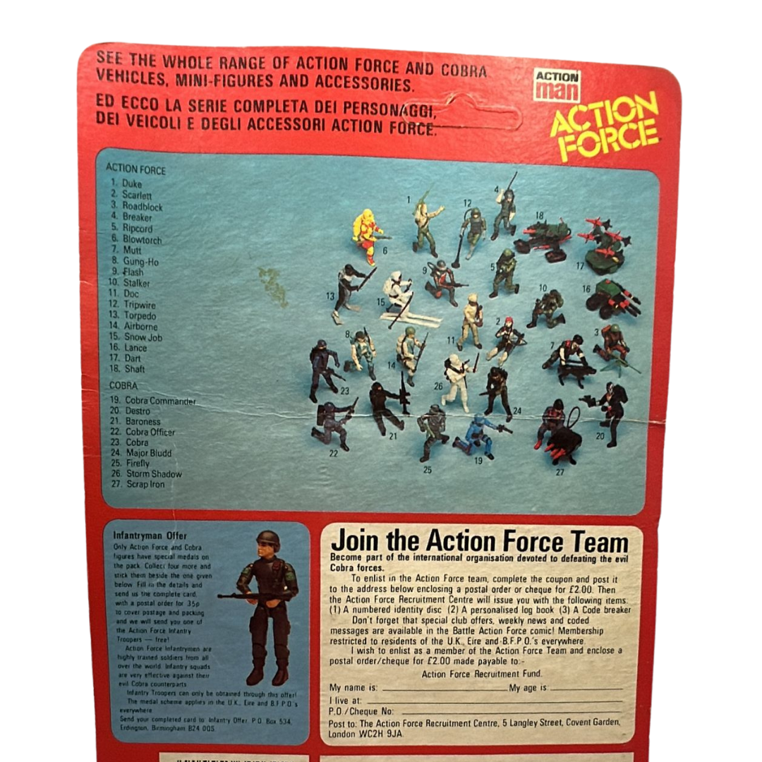 GI Joe, Action Force Ripcord MOC by Palitoy card quite worn