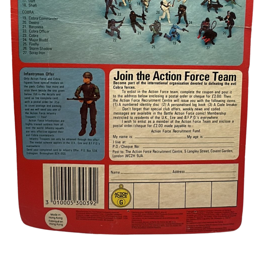 GI Joe, Action Force Ripcord MOC by Palitoy card quite worn