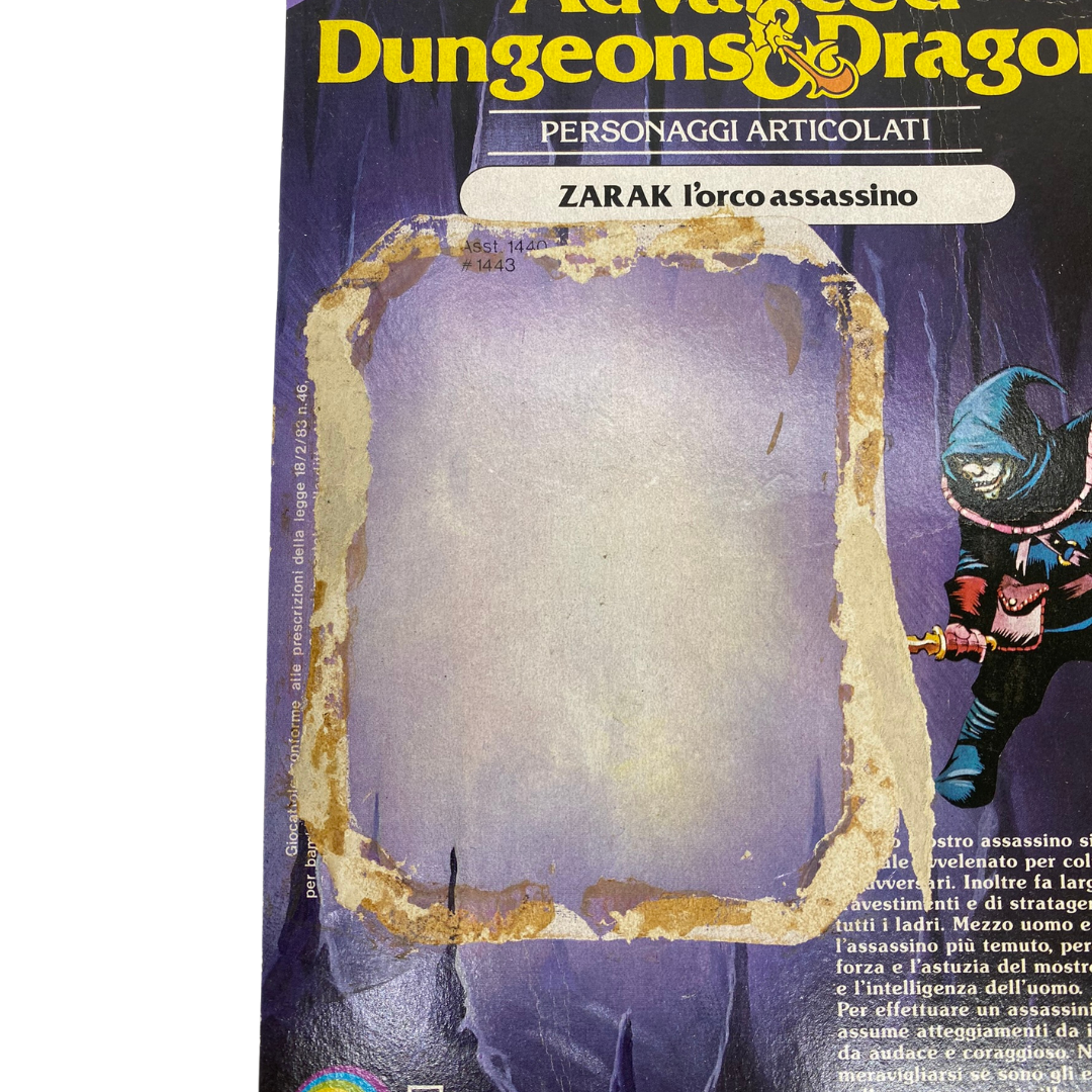 Advanced Dungeons & Dragons Zarak cardback damaged