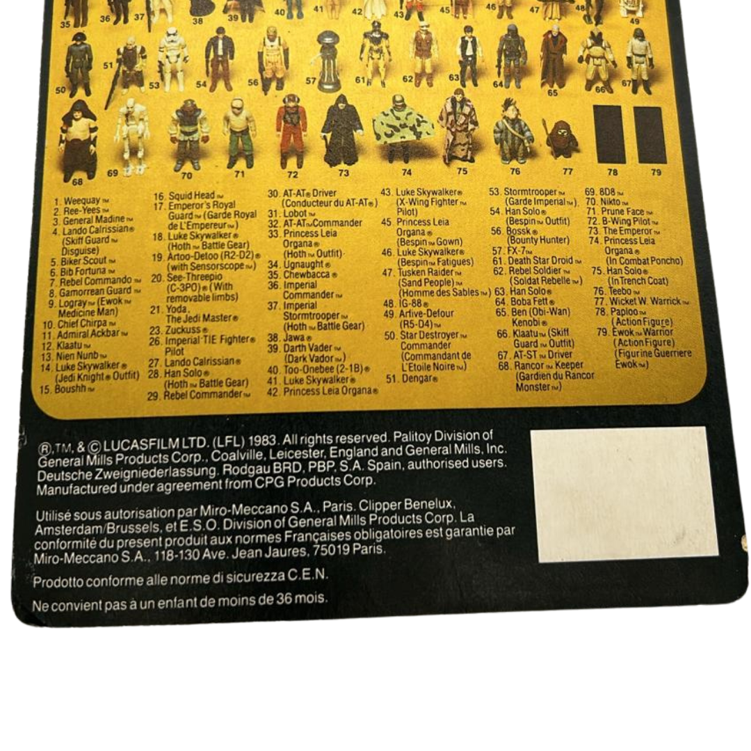 Vintage 1983 Star Wars AT-ST Driver Tri-Logo cardback, ATST Palitoy