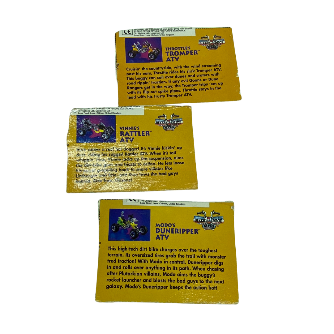Biker Mice From Mars ATV cardbacks, file cards
