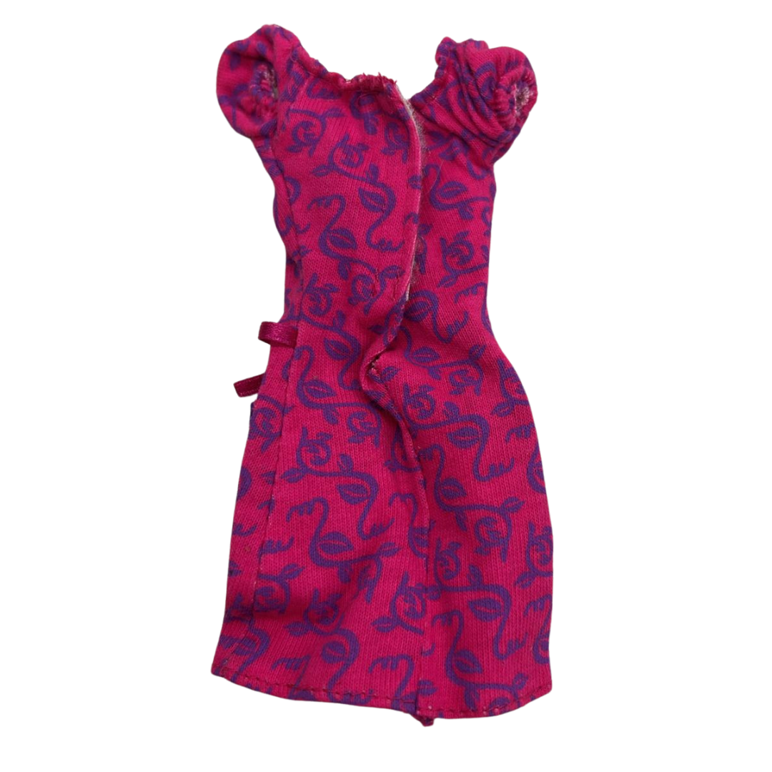 Barbie Fashion Doll Red & Purple Dress Pockets Satin Tie Belt Vintage Genuine 49
