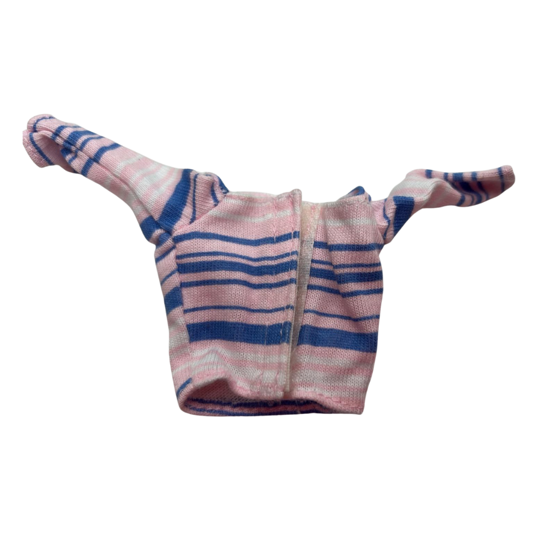 Barbie white top with blue stripes sweater / jumper / pullover 226