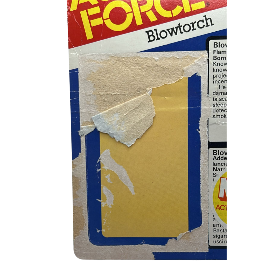 GI Joe, Action Force Blowtorch cardback filecard backing card by Palitoy