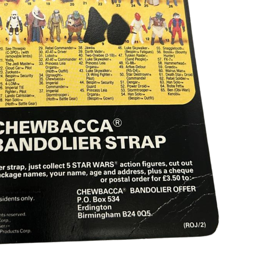 Vintage Star Wars Boba Fett cardback 65 Back 1983 UK bandolier offer
