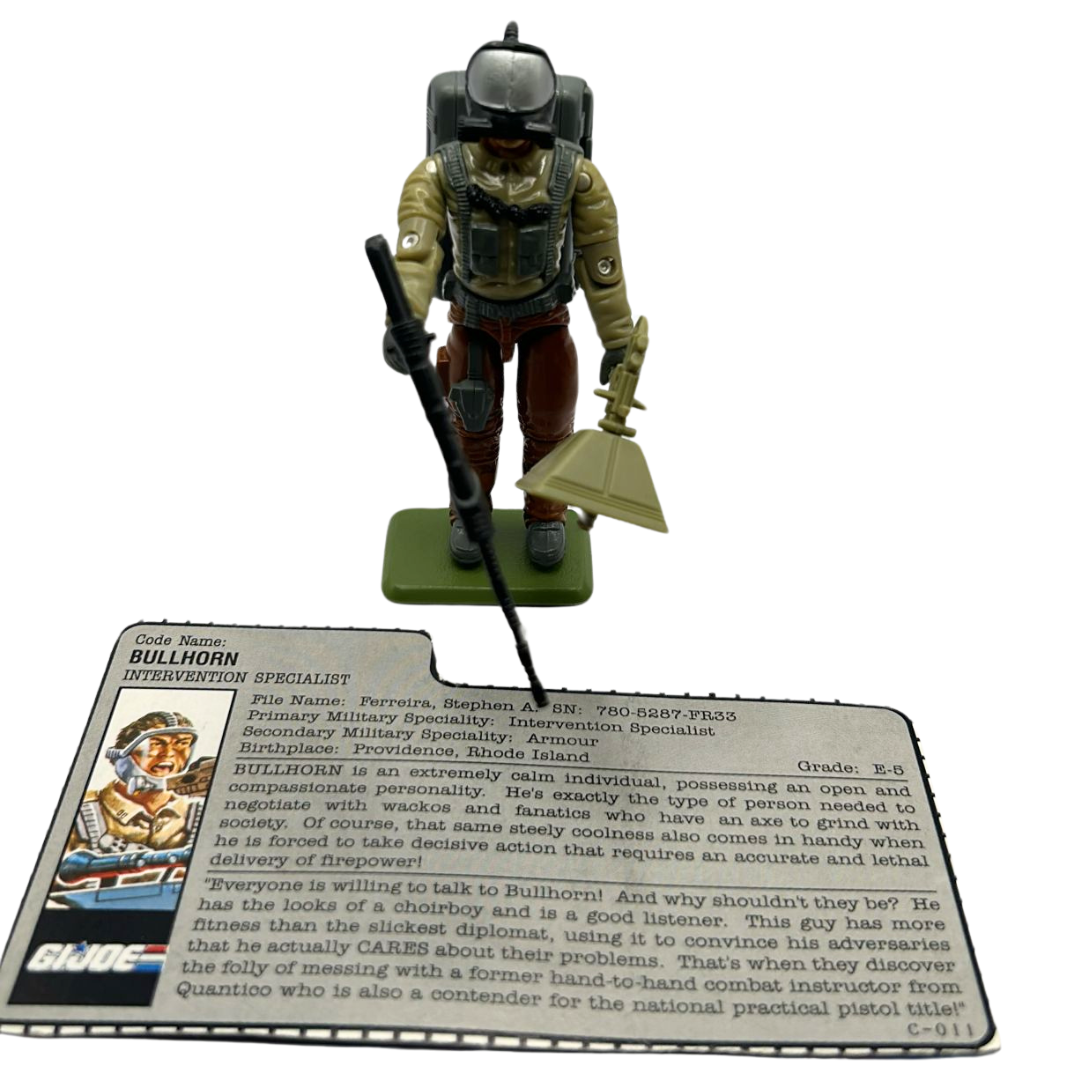 GI Joe, Action Force Bullhorn figure complete & with filecard Vintage Hasbro 66