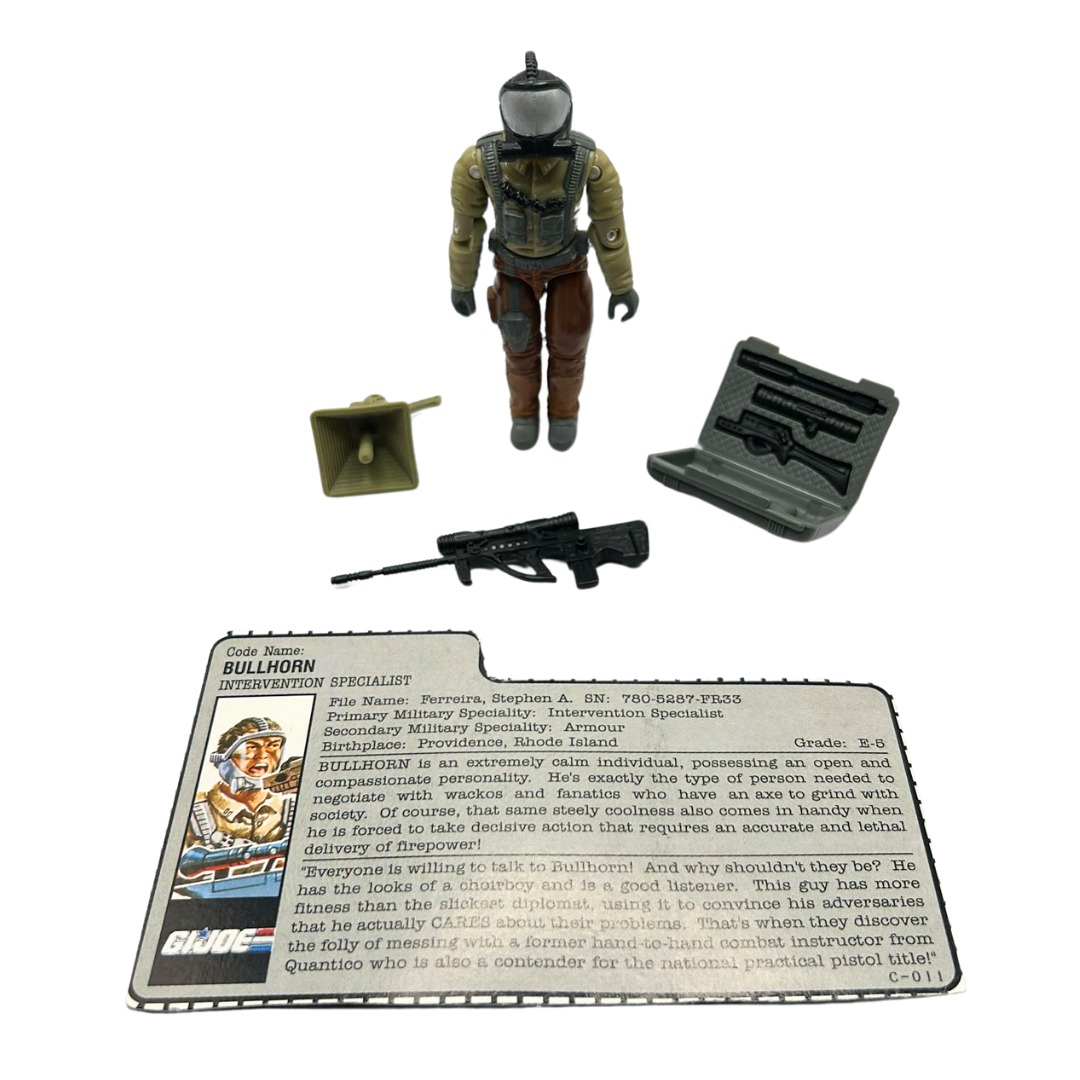 GI Joe, Action Force Bullhorn figure complete & with filecard Vintage Hasbro 66