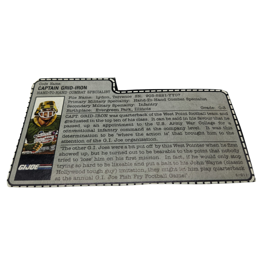 GI Joe, Action Force, Captain Gridiron filecard