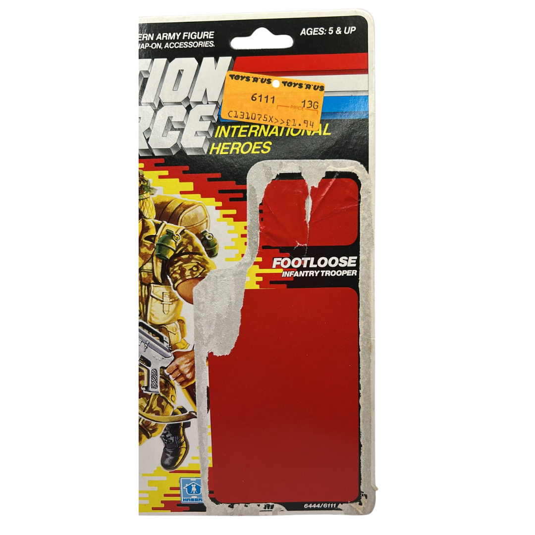 GI Joe, Action Force Footloose original cardback filecard backing card