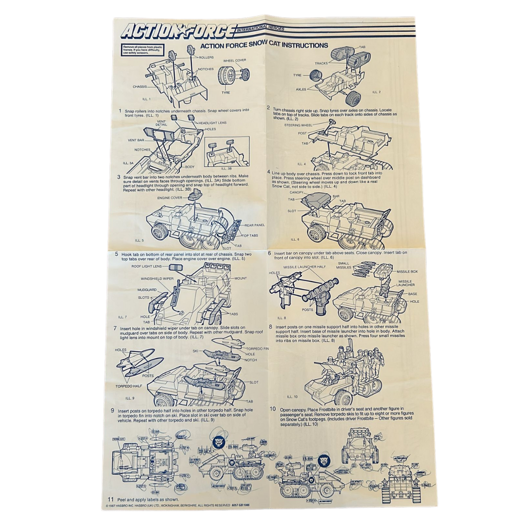 GI Joe, Action Force Snow Cat instructions blueprint Snowcat vehicle 561D