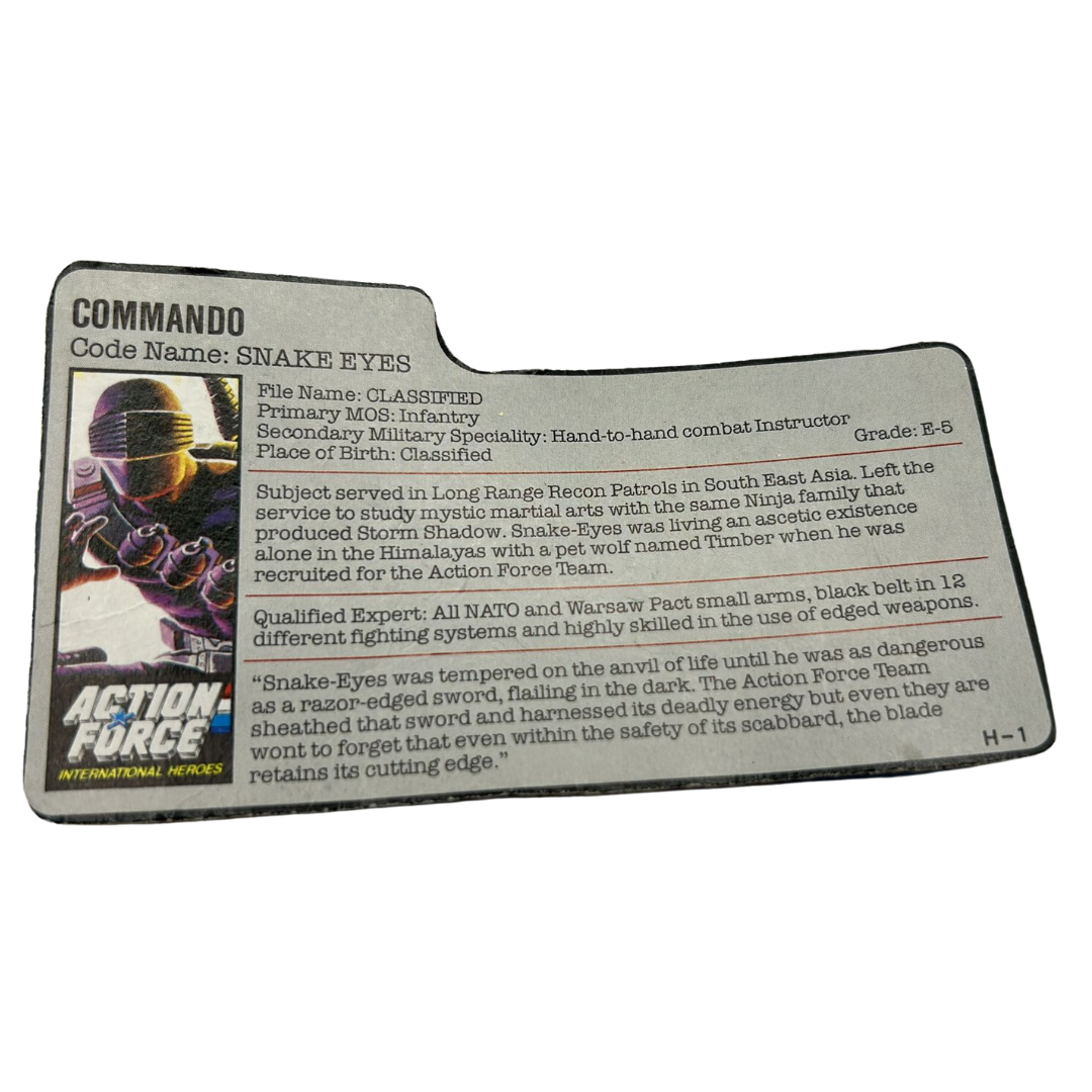 GI Joe, Action Force Snake Eyes V2 complete with Action Force filecard