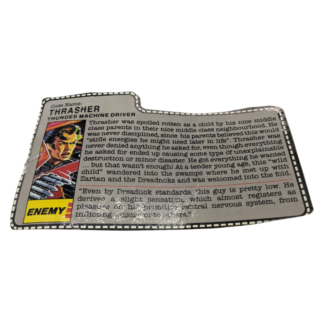 Action Force, GI Joe Thrasher filecard Thundermachine driver Dreadnok
