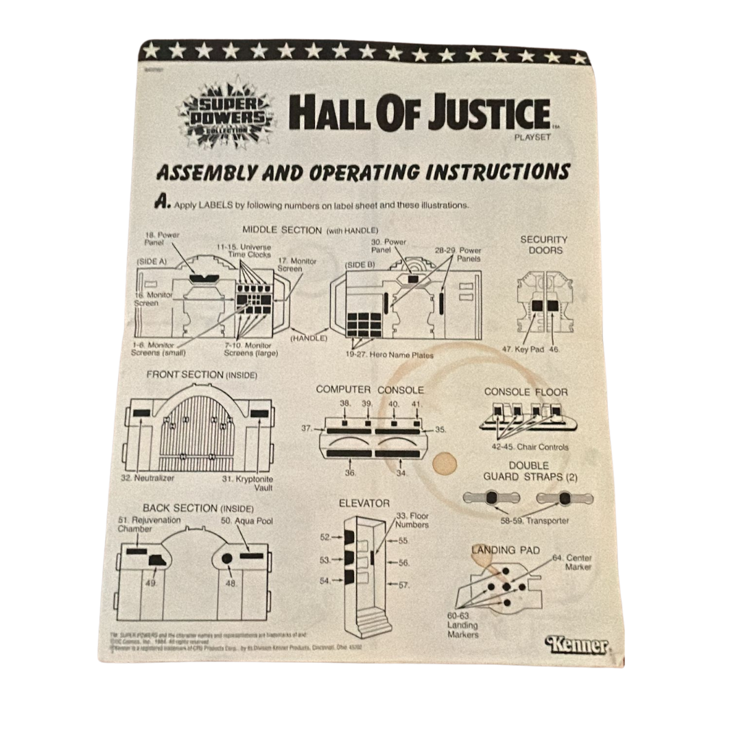 Super Powers Hall Of Justice by Kenner complete with instructions very nice