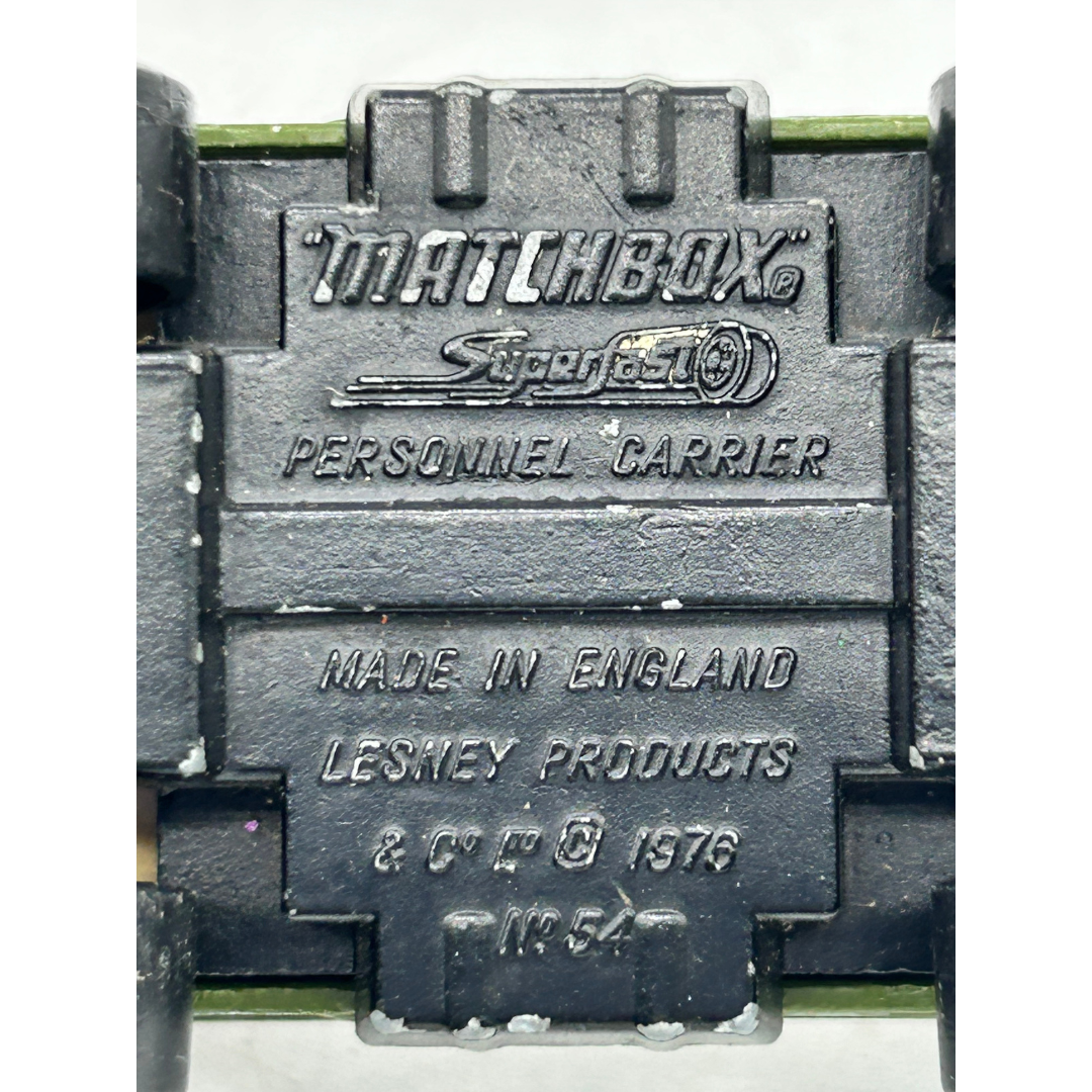 Matchbox No 54 Personnel Carrier Superfast 1976 military vehicle