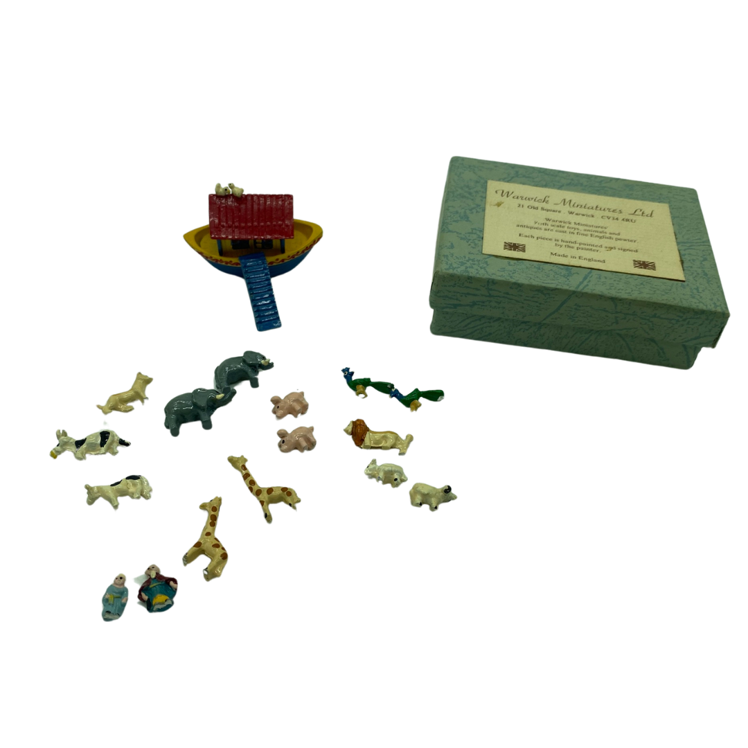 Vintage Warwick Hand Painted Noah's Ark Miniatures with box 1:12