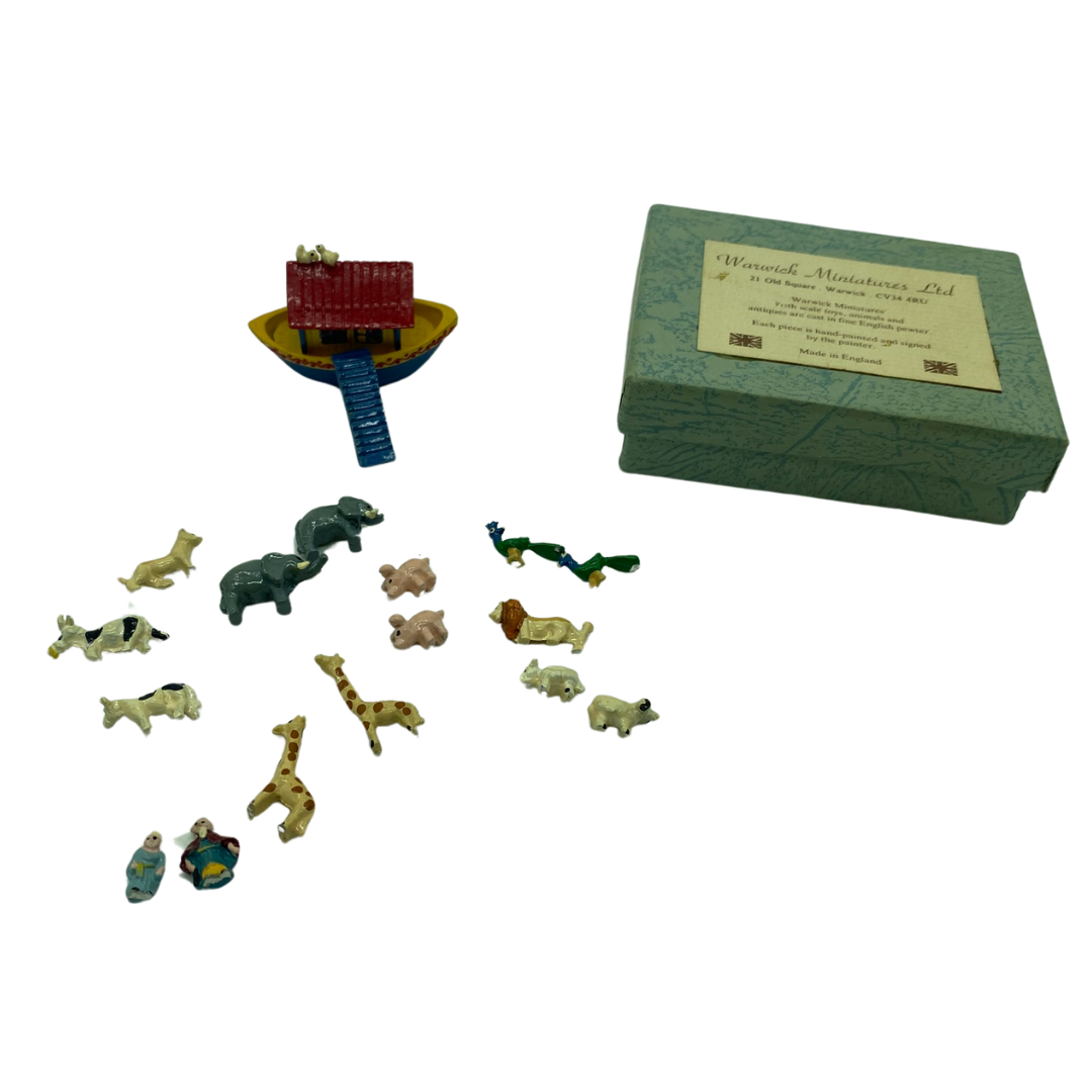 Vintage Warwick Hand Painted Noah's Ark Miniatures with box 1:12