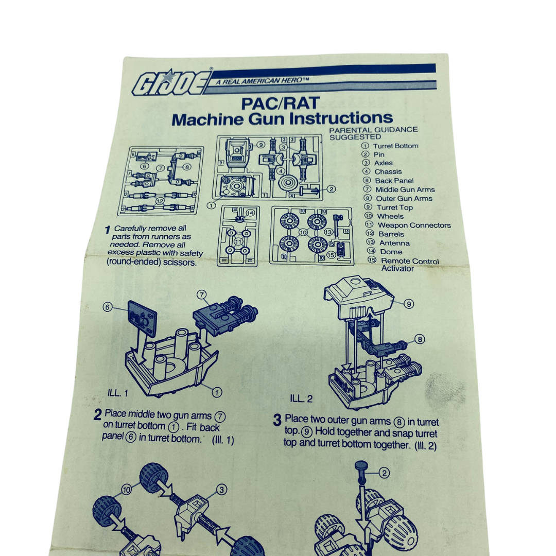 GI Joe PACRAT Machine Gun 1983 blueprints instructions 321