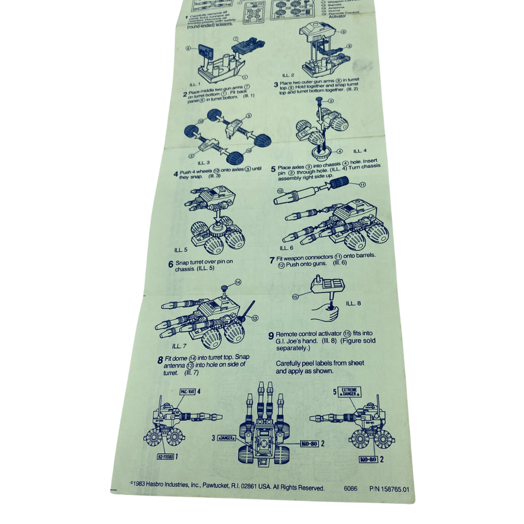 GI Joe PACRAT Machine Gun 1983 blueprints instructions 321