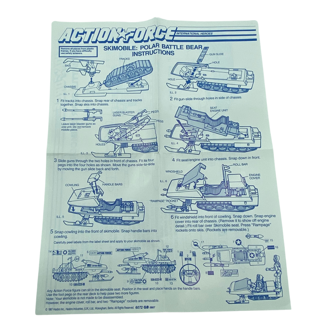 GI Joe, Action Force Polar Battle Bear Skimobile blueprints instructions 129