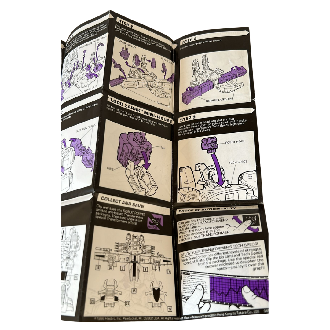 G1 Transformers Scorponok, instructions booklet 961
