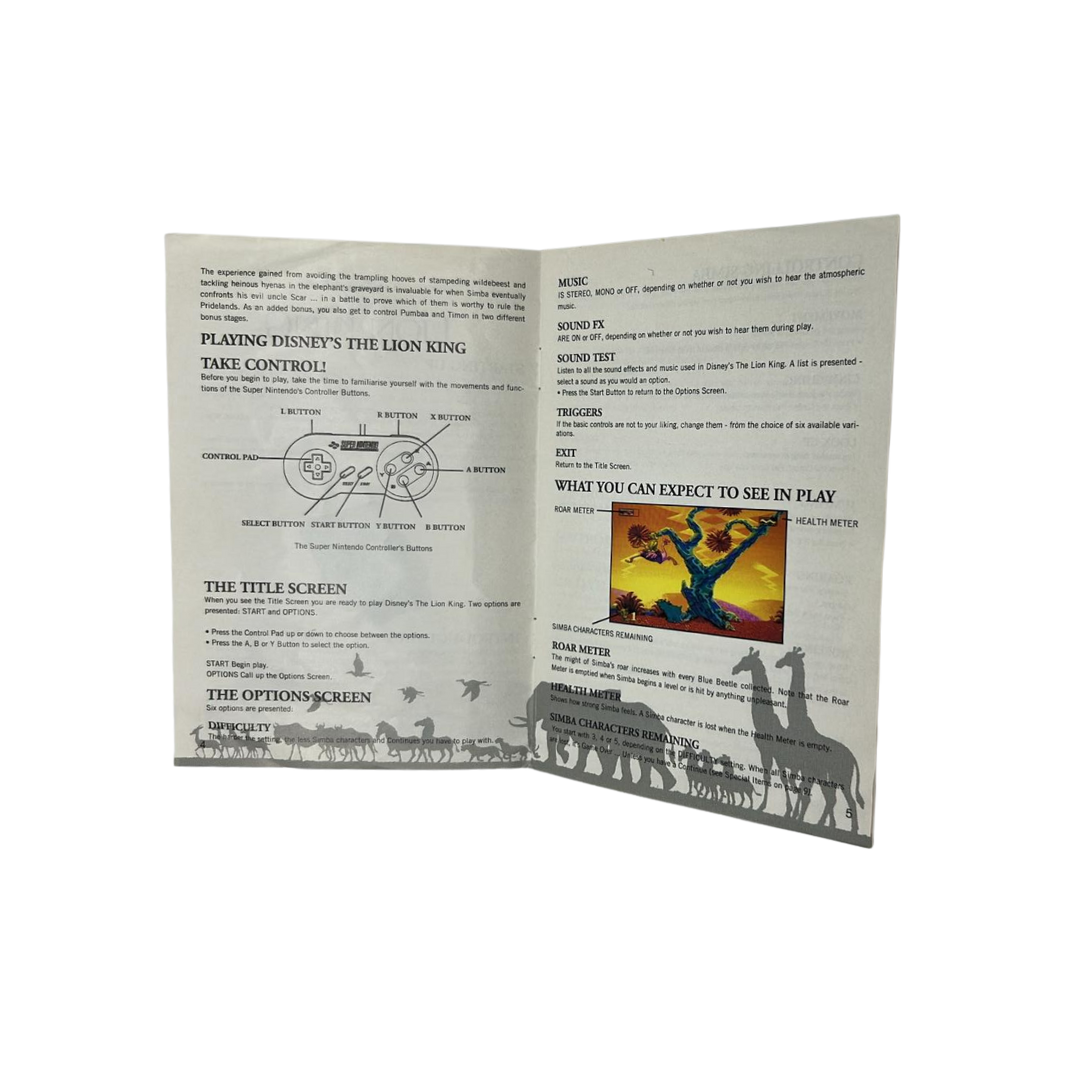 Super Nintendo / SNES Lion King game, box and instructions