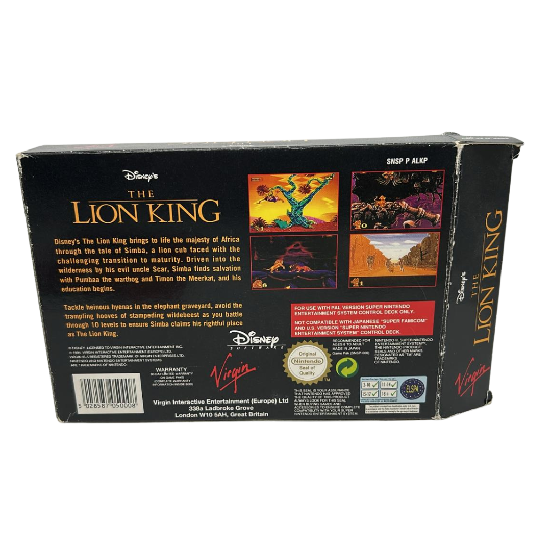 Super Nintendo / SNES Lion King game, box and instructions