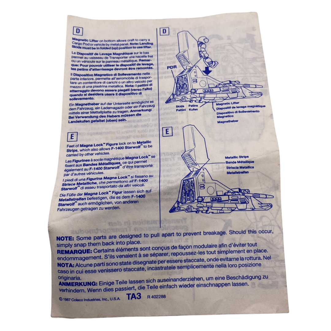 Starcom F-1400 Starwolf instructions by Coleco Star Wolf 269