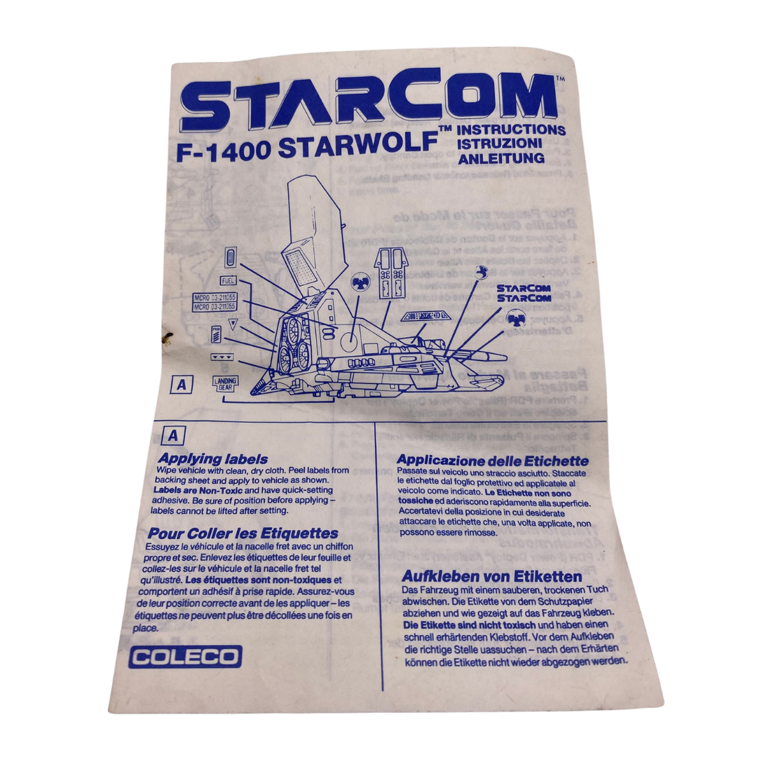 Starcom F-1400 Starwolf instructions by Coleco Star Wolf 269