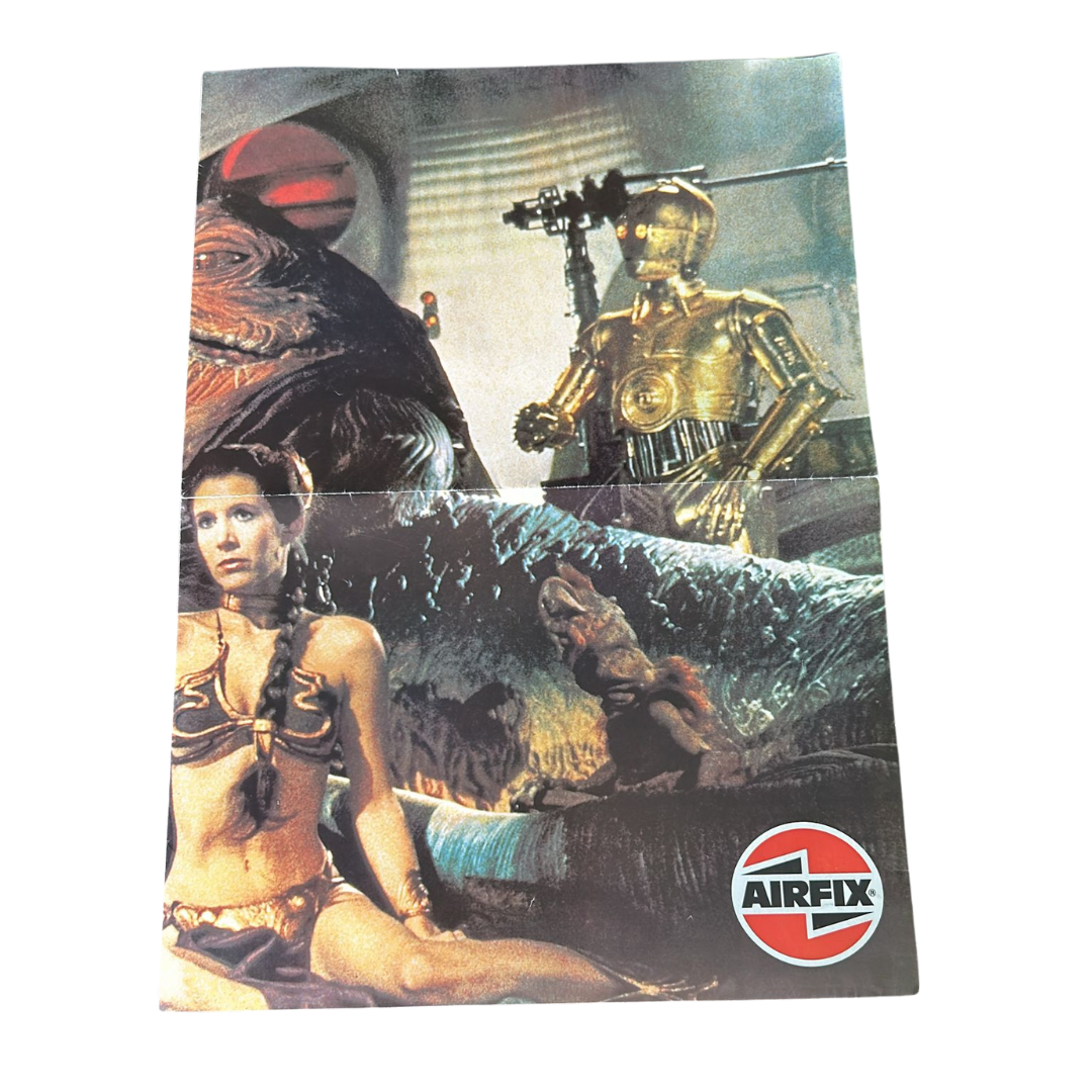 Vintage Star Wars 1983 Airfix 2-Sided Poster Leia gold bikini & Han Solo