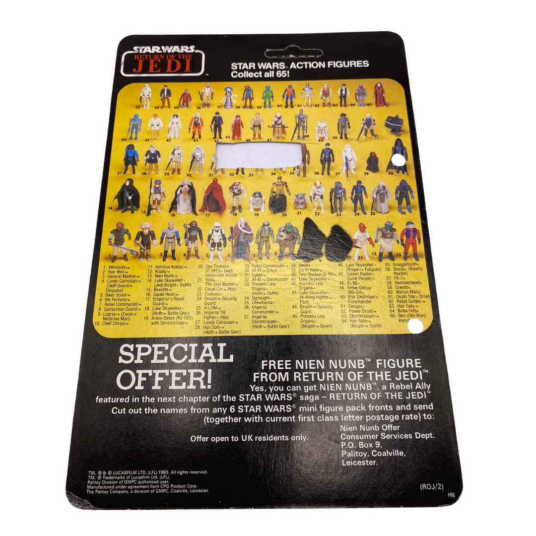 Vintage Star Wars Palitoy Original 1983 Luke Skywalker Jedi Knight cardback hole