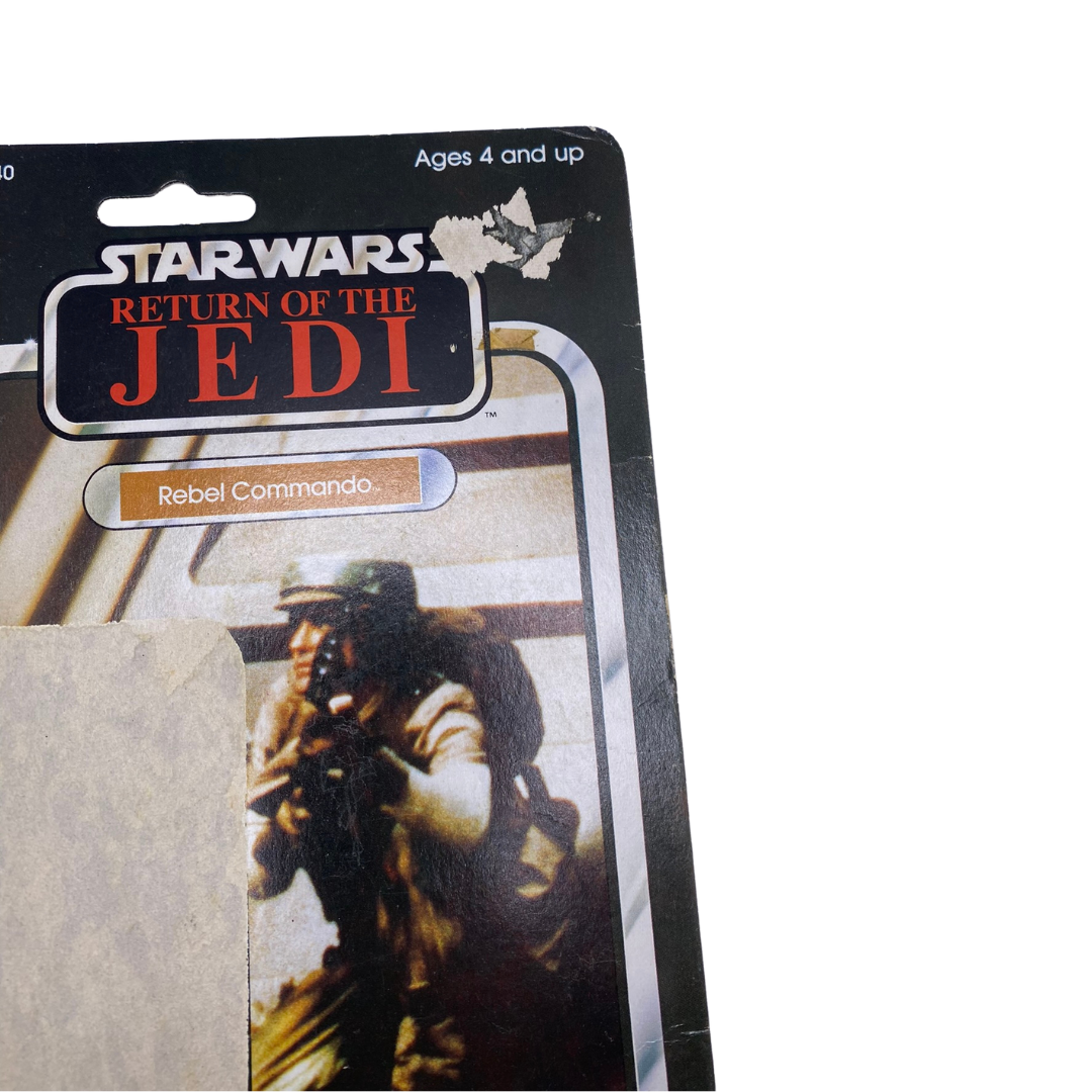 Vintage Star Wars Rebel Commando 65 Card Back ROTJ 1983. Circular hole as shown.