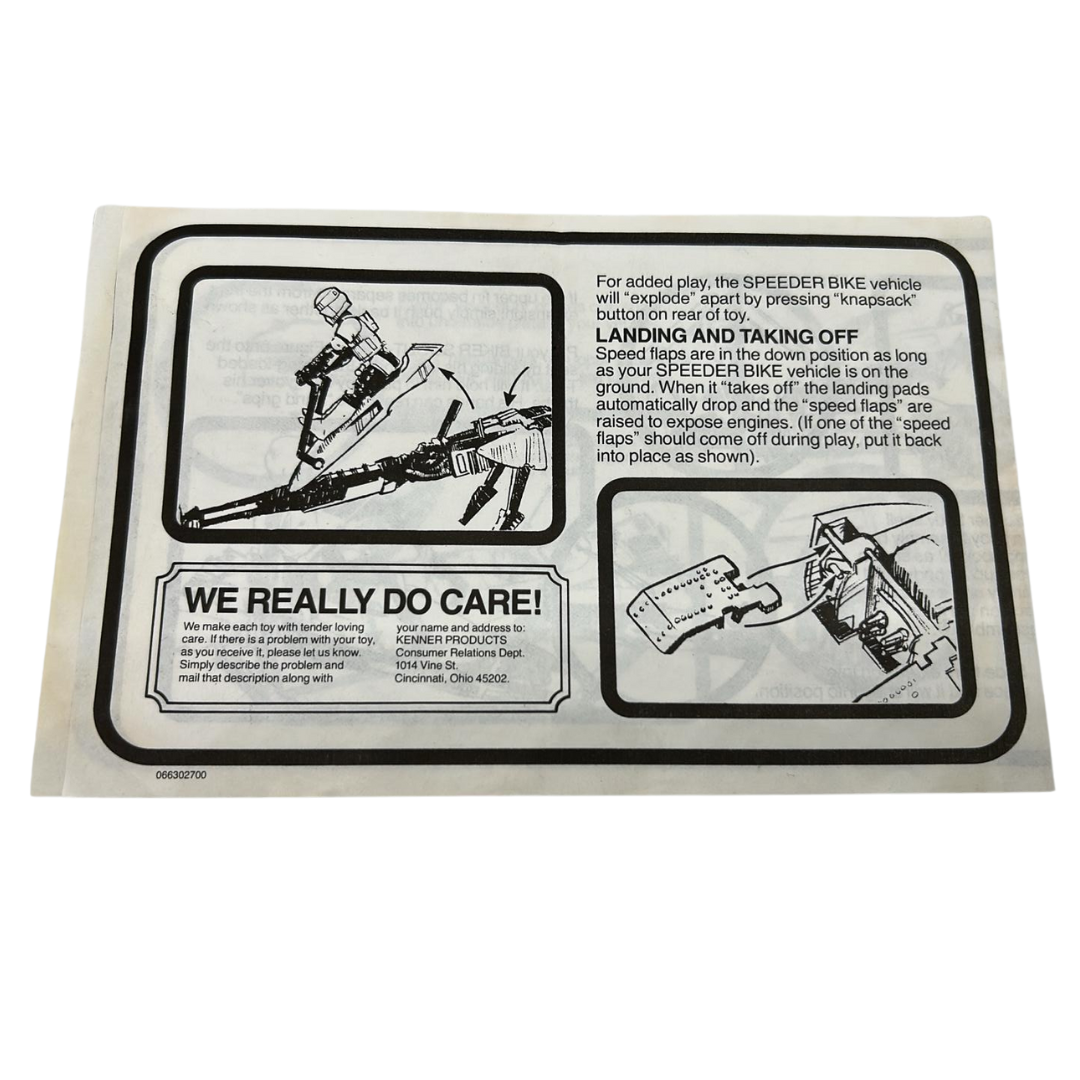Vintage Star Wars Speeder Bike instructions by Kenner 464