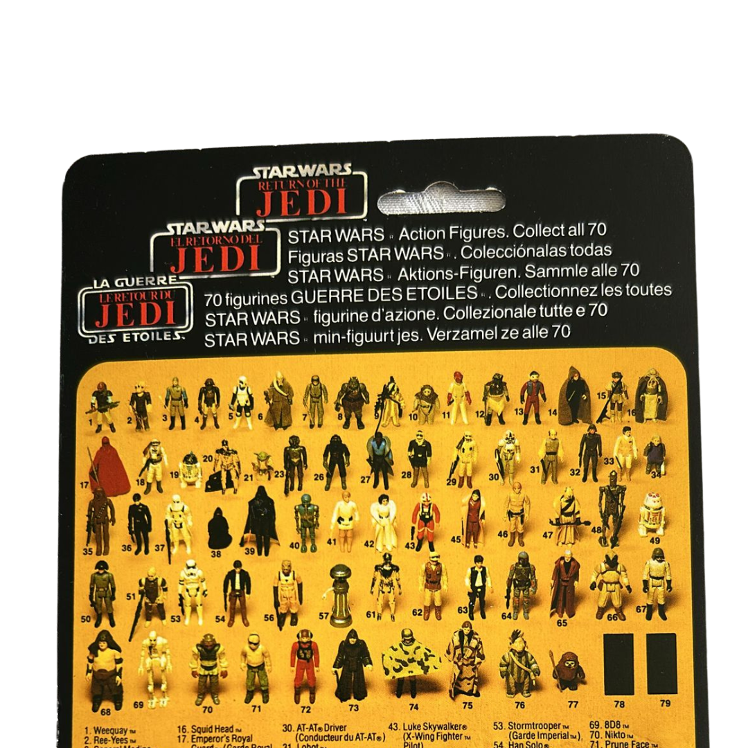 Vintage Star Wars Ugnaught Tri Logo Cardback ROTJ 70 back