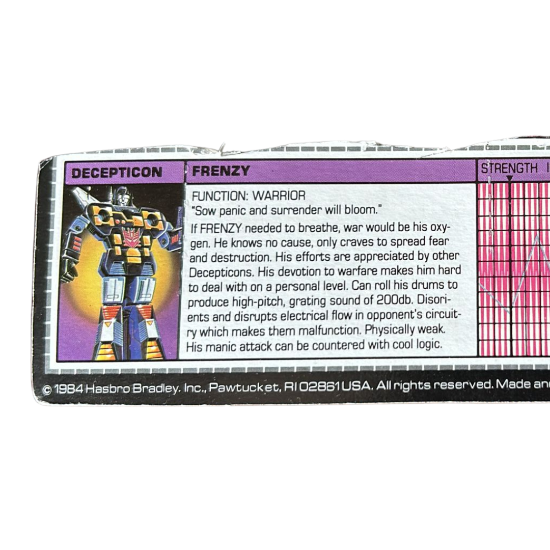 Vintage G1 Transformers Frenzy Tech Spec