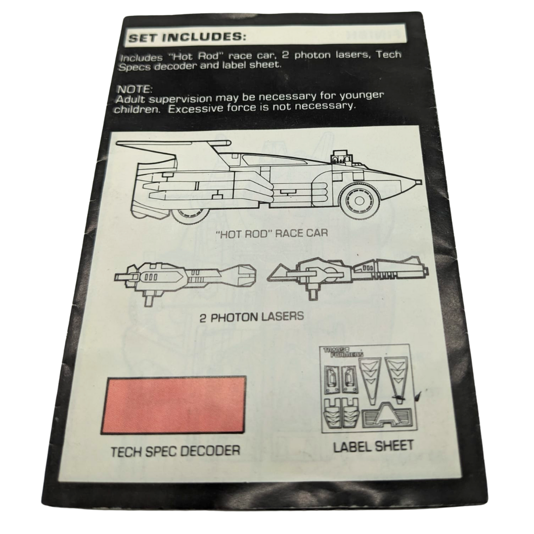 Transformers G1 Hot Rod, Hotrod, instructions
