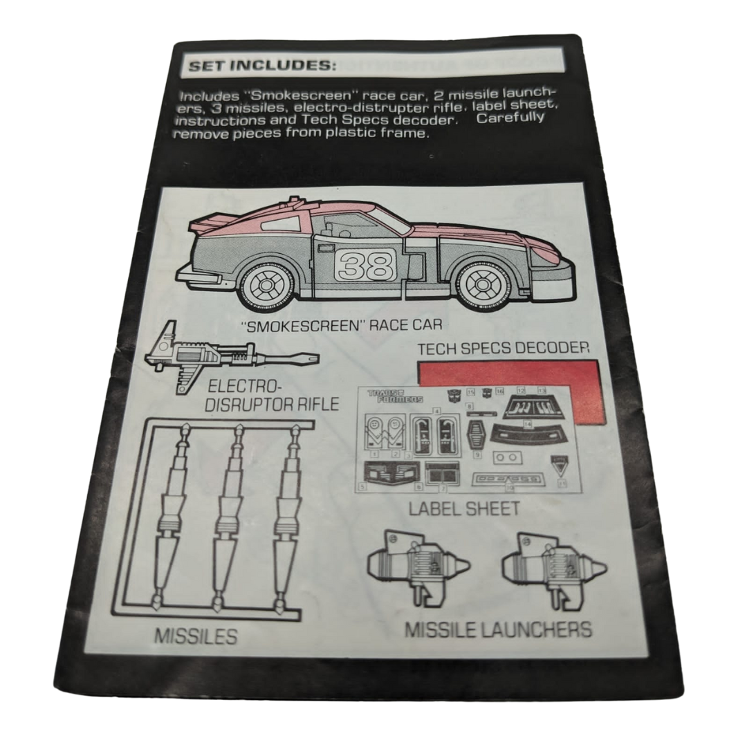 G1 Transformers Smokescreen, instructions