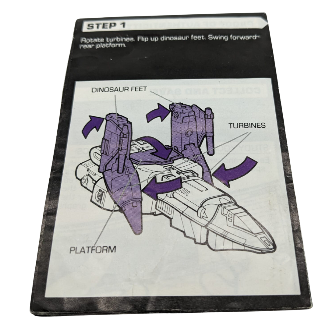 Transformers G1 Snapdragon Headmaster instructions booklet