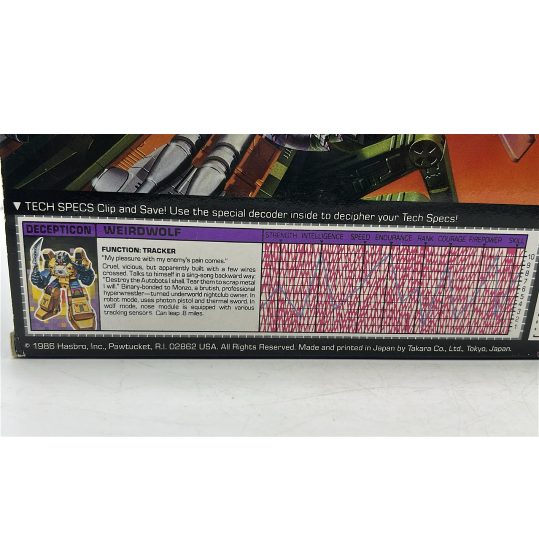 Transformers G1 Weirdwolf Headmaster Figure complete boxed & inserts