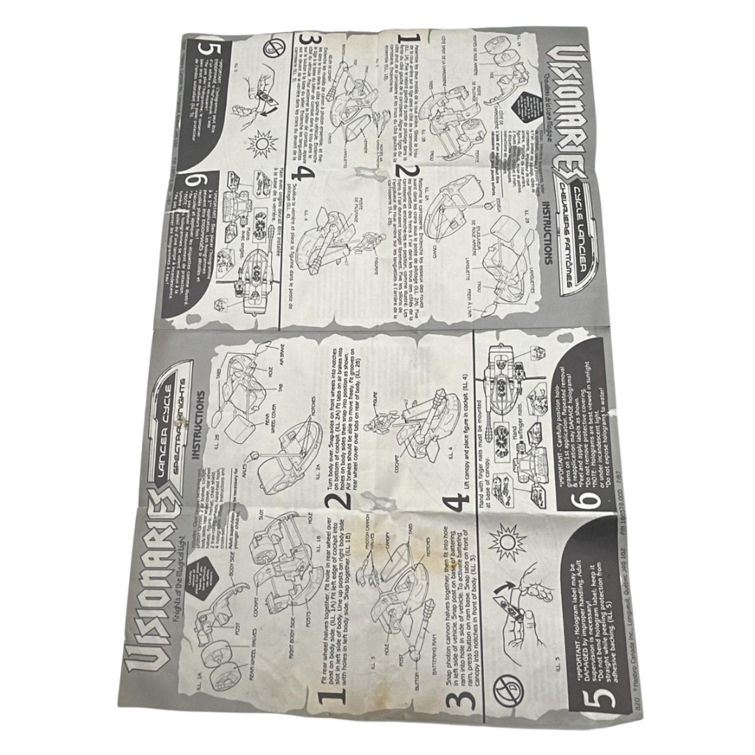 Visionaries Lancer Cycle instructions sheet
