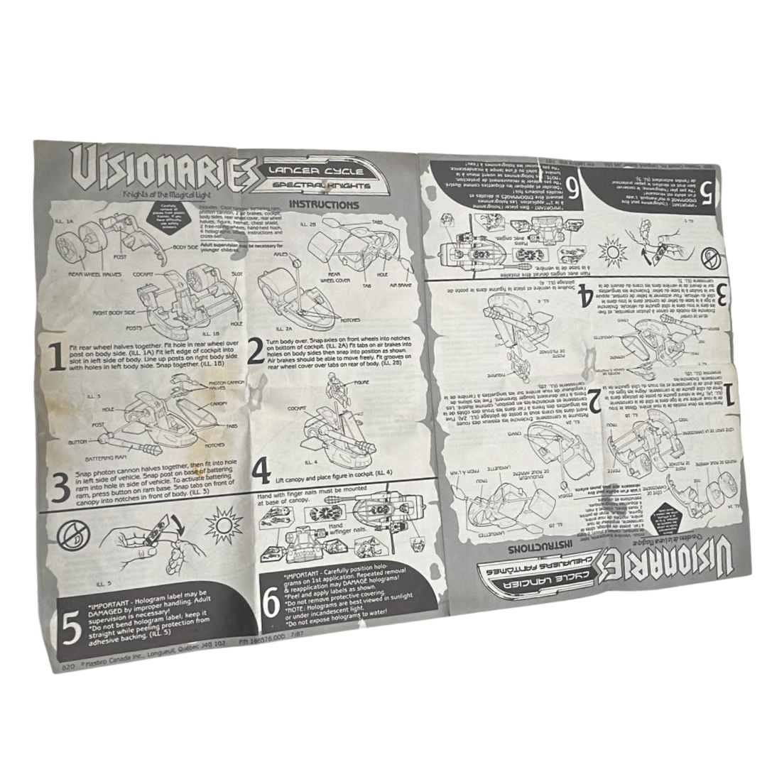 Visionaries Lancer Cycle instructions sheet