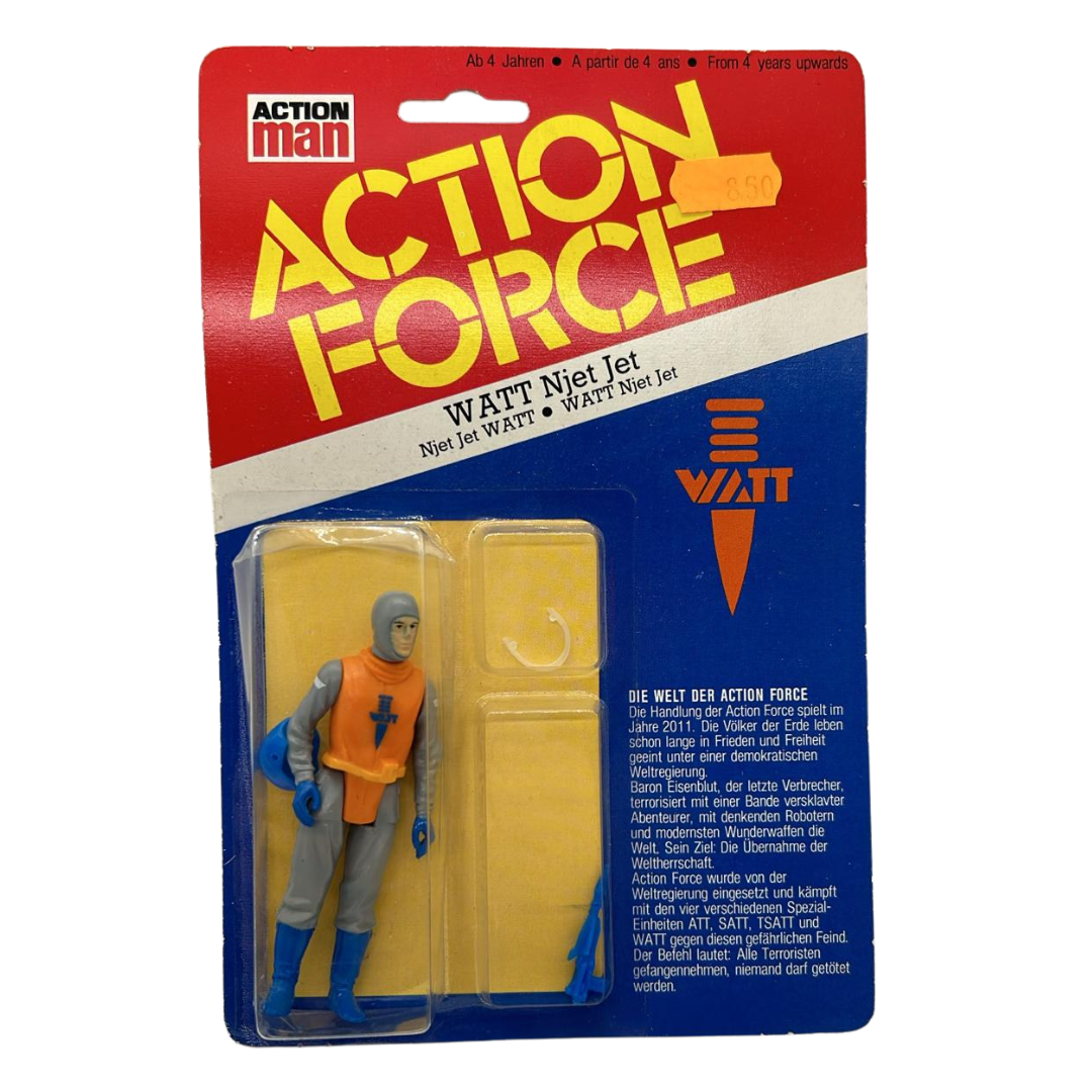 Vintage Palitoy German Action Force WATT Njet Jet complete figure on MOC