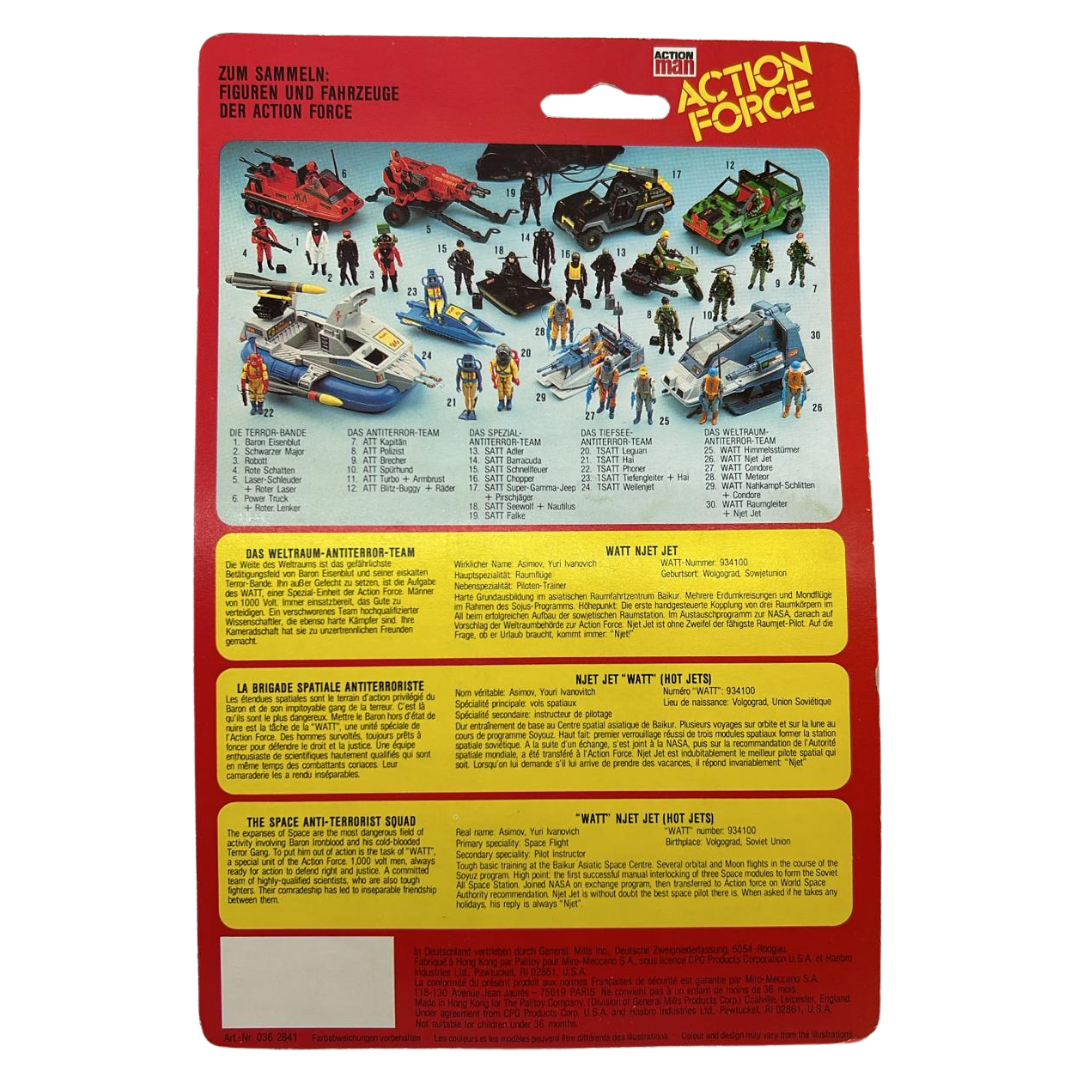 Vintage Palitoy German Action Force WATT Njet Jet complete figure on MOC