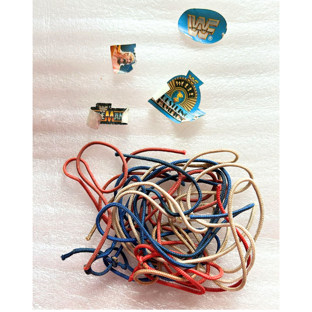WWF / WWE original ring ropes red white and blue plus stickers parts 193C