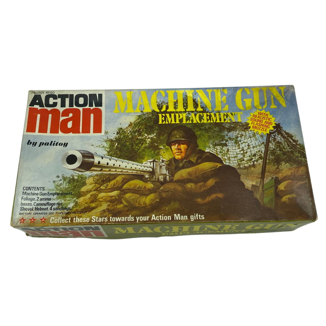 Action Man Machine Gun Emplacement in box by Palitoy near complete untested