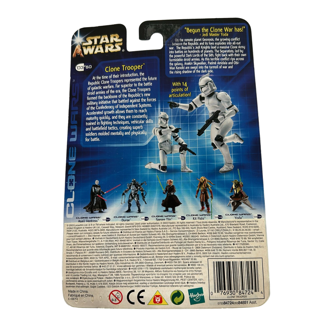 Star Wars Clone Wars 2003 Action Figure Clone Trooper #50 Army of Republic moc