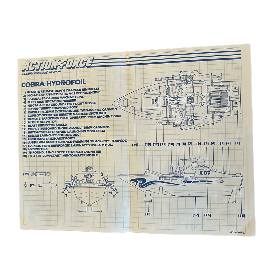 Action Force / GI Joe Cobra Moray / Hydrofoil instructions blueprints 562E