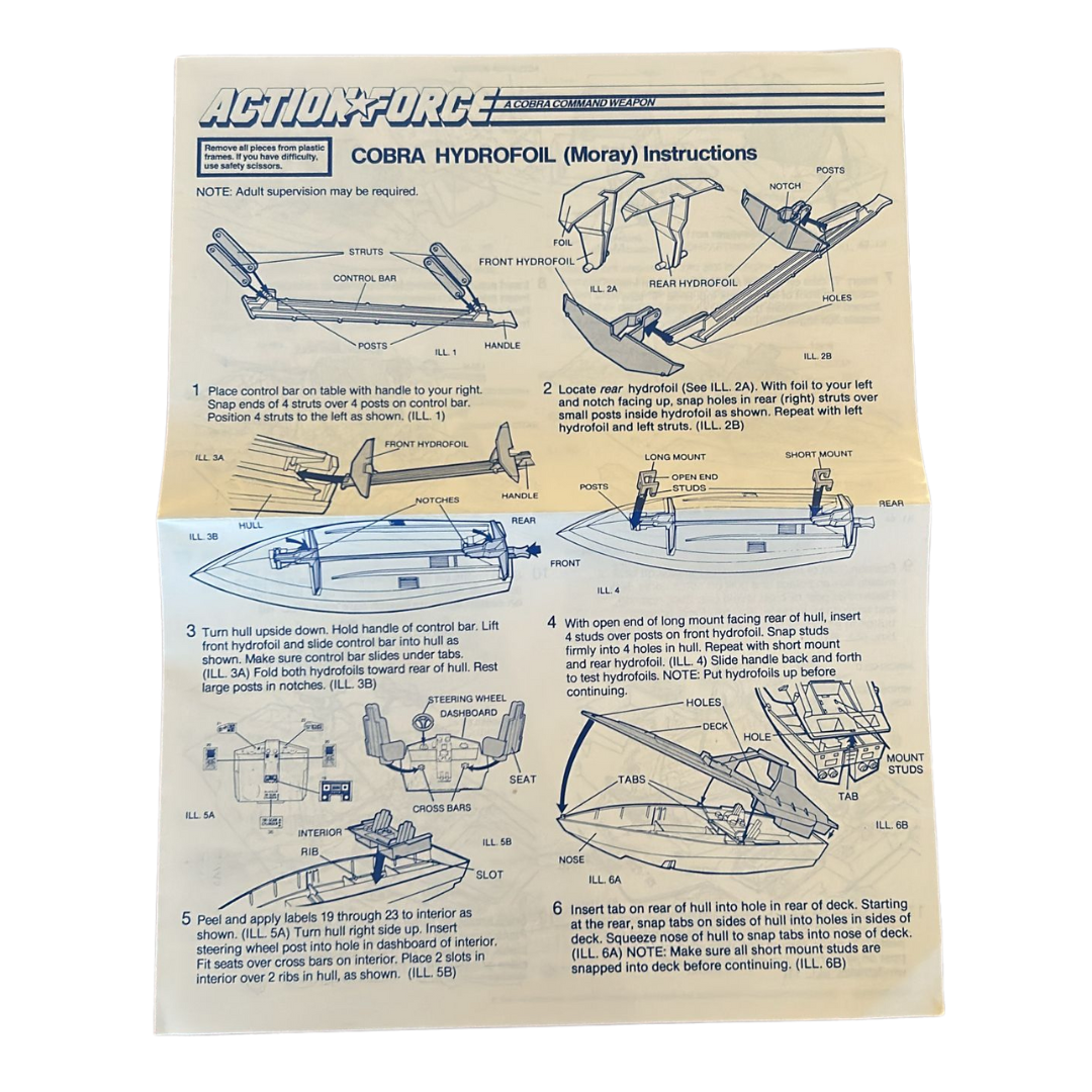 Action Force / GI Joe Cobra Moray / Hydrofoil instructions blueprints 562E