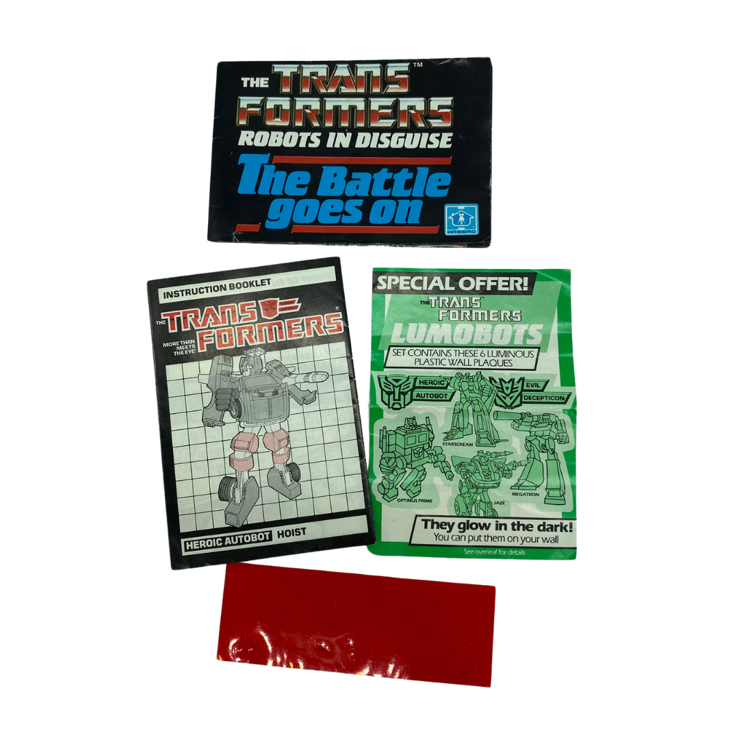 Transformers G1 Hoist near complete missing one piece paperwork included