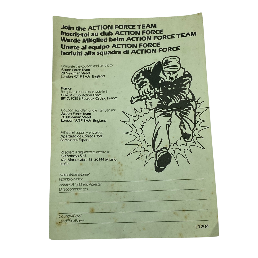 Action Force Join The Action Force Team leaflet fan club offer 404